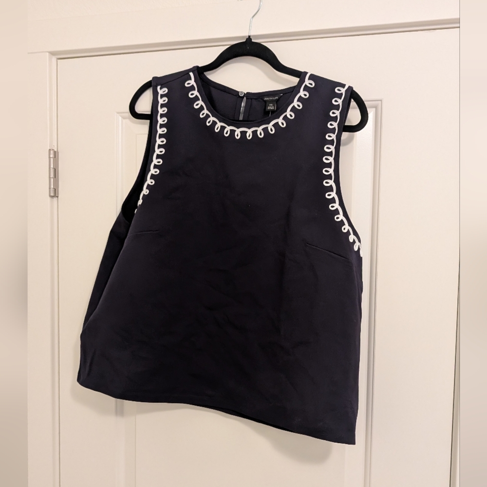 Ann Taylor Navy Blue Blouse with White Accents Size XXL NWT